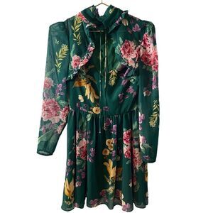 Keepsake Revolve Green Floral Ruffle Cottagecore Dress Size 4